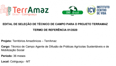 A ONF Brasil lança edital para vaga de técnico de campo para o projeto TerrAmaz